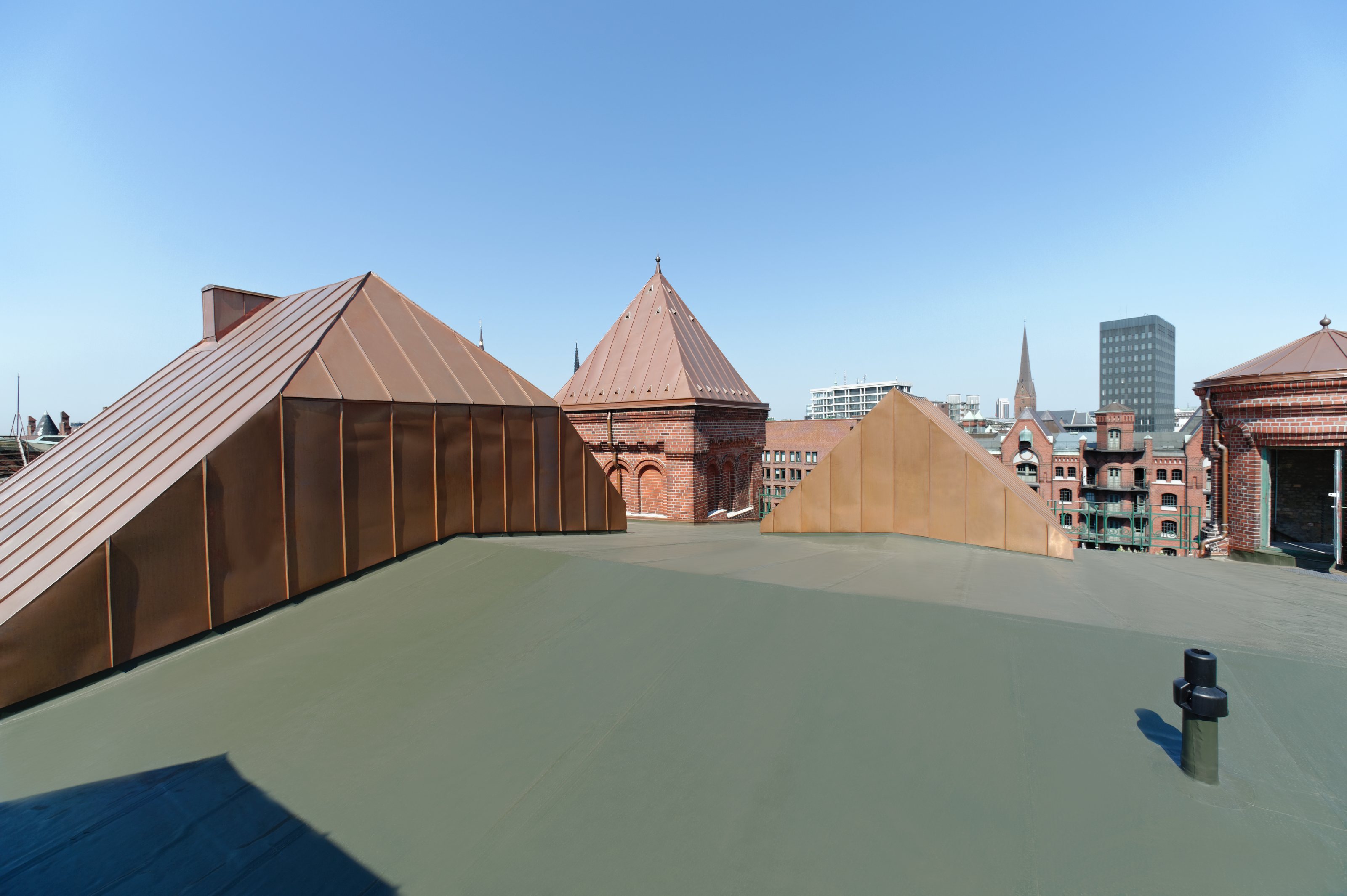 Refurbished roof of the "Speicherstadt" in Hamburg