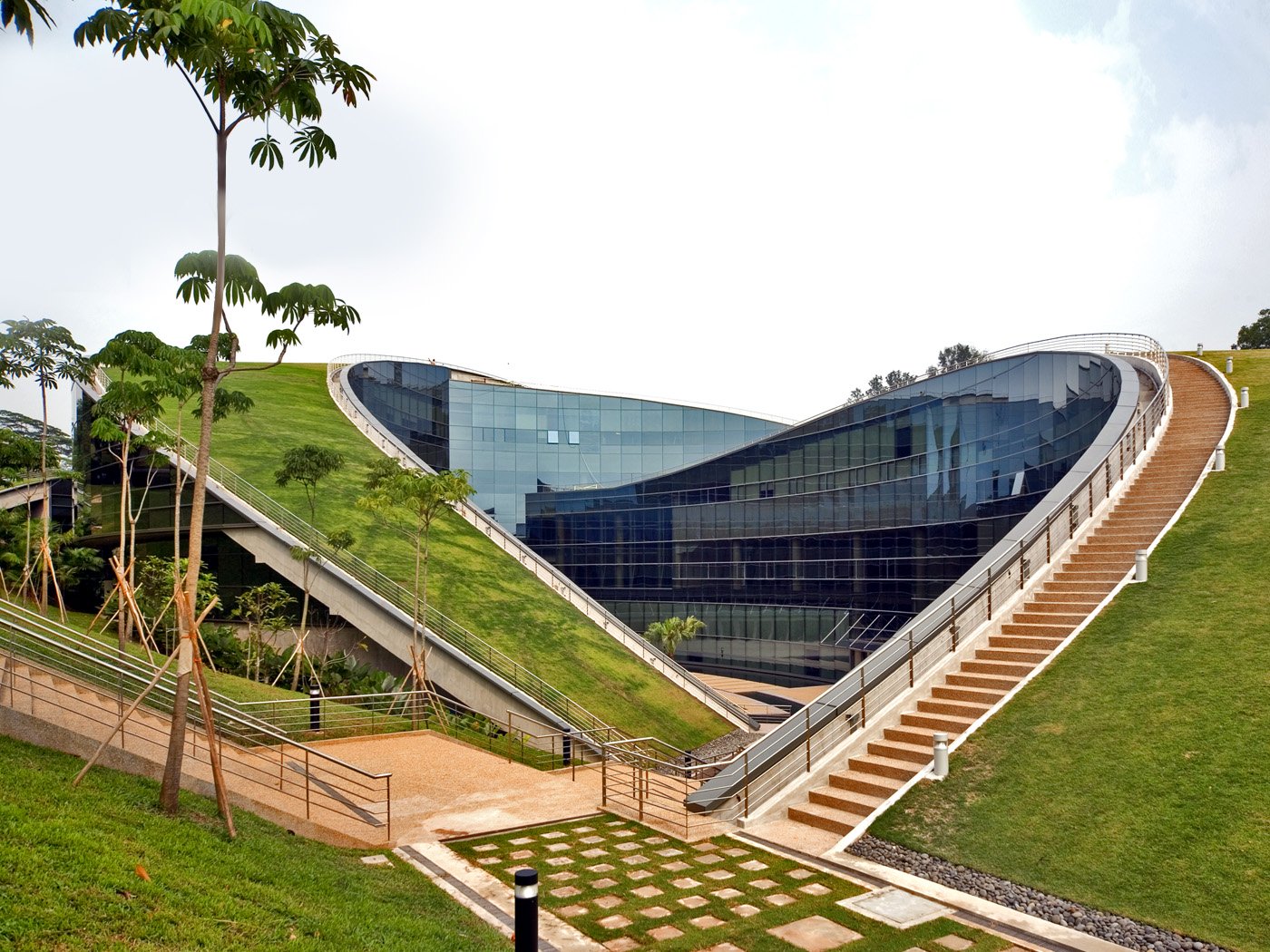 begrüntes Dach der NTU in Singapur